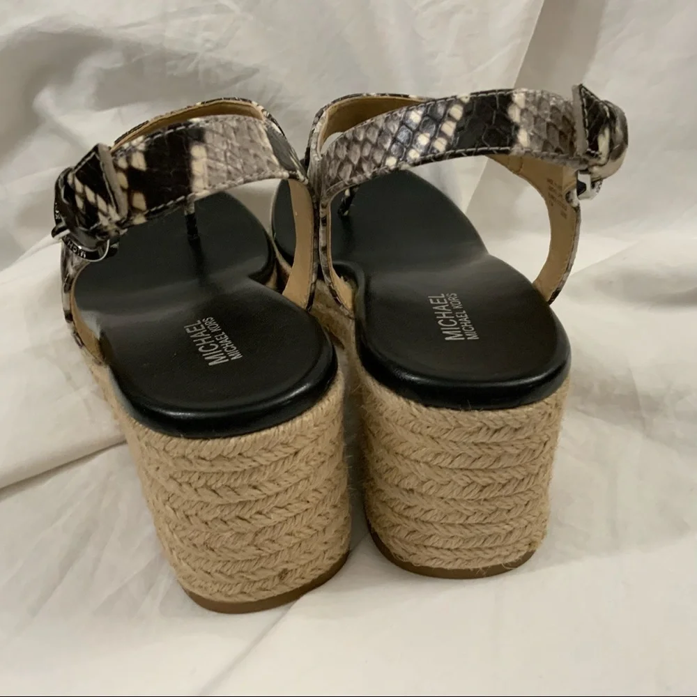 MICHAEL Michael Kors Black and Snake-Print Wedge Sandals